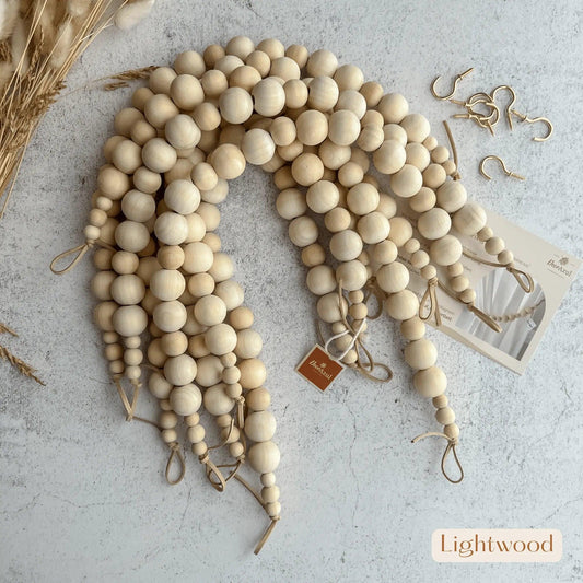 Wood bead curtain tiebacks - Deco Azul