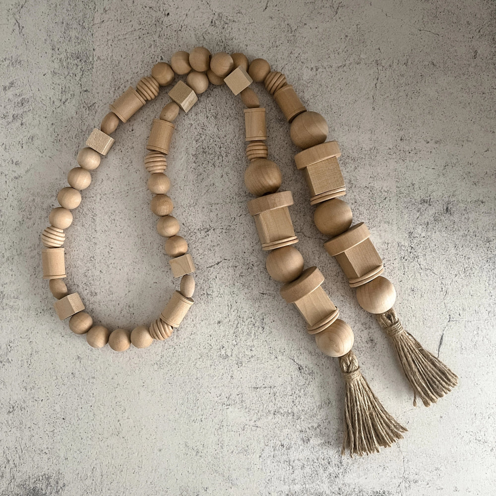 decorative wooden bead garland