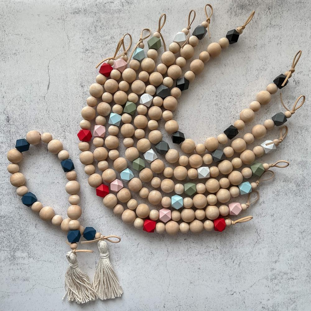 Boho curtain tiebacks with accent beads - Deco Azul