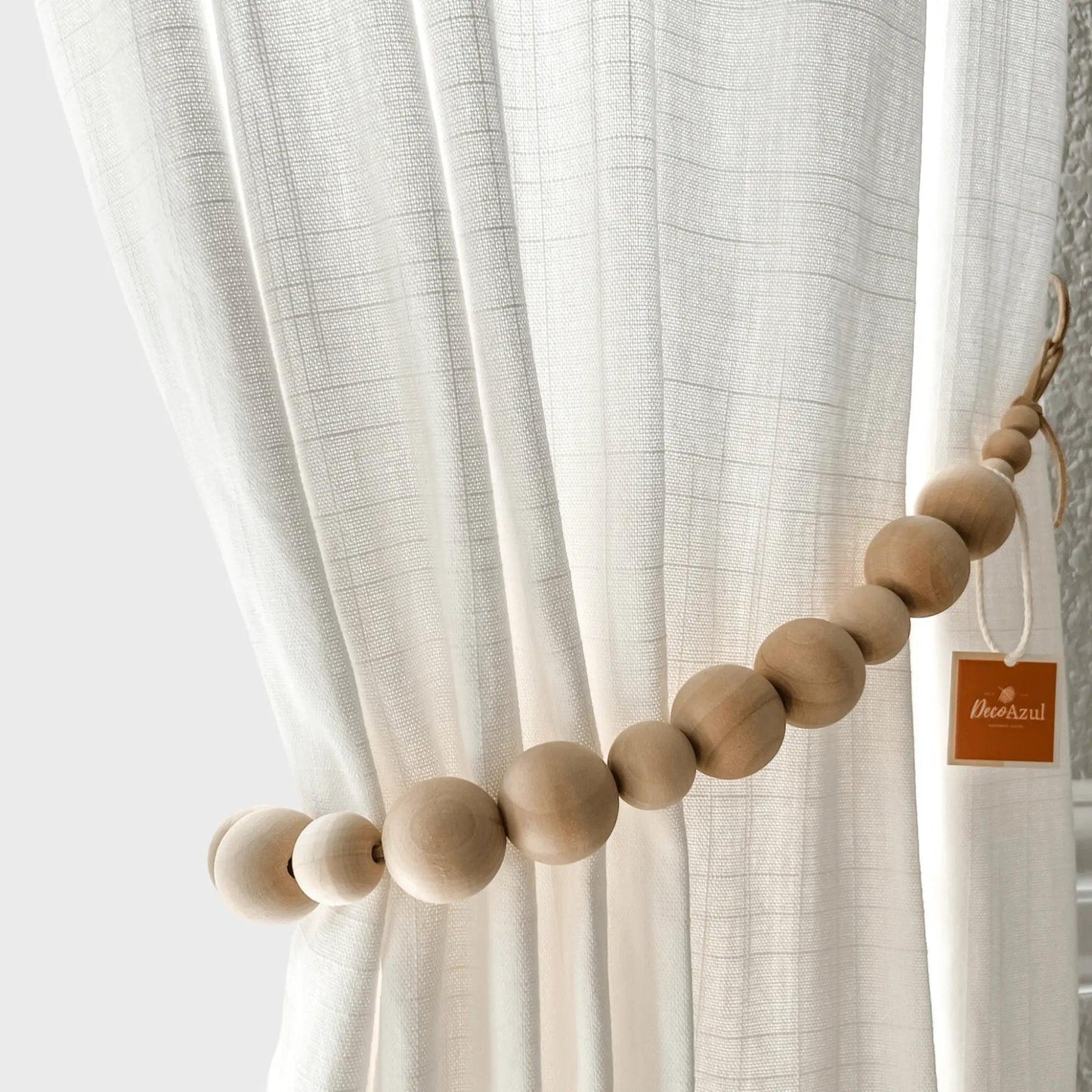 Wood bead curtain tiebacks - Deco Azul