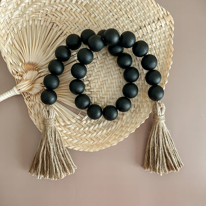 Wood Bead Garland with Tassels - Large