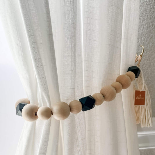 Boho curtain tiebacks with accent beads - Deco Azul