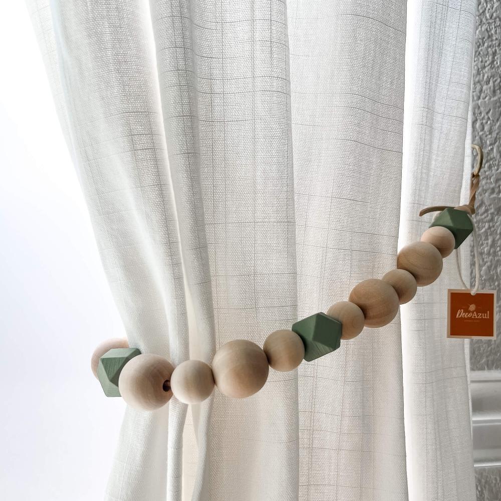 Boho curtain tiebacks with accent beads - Deco Azul