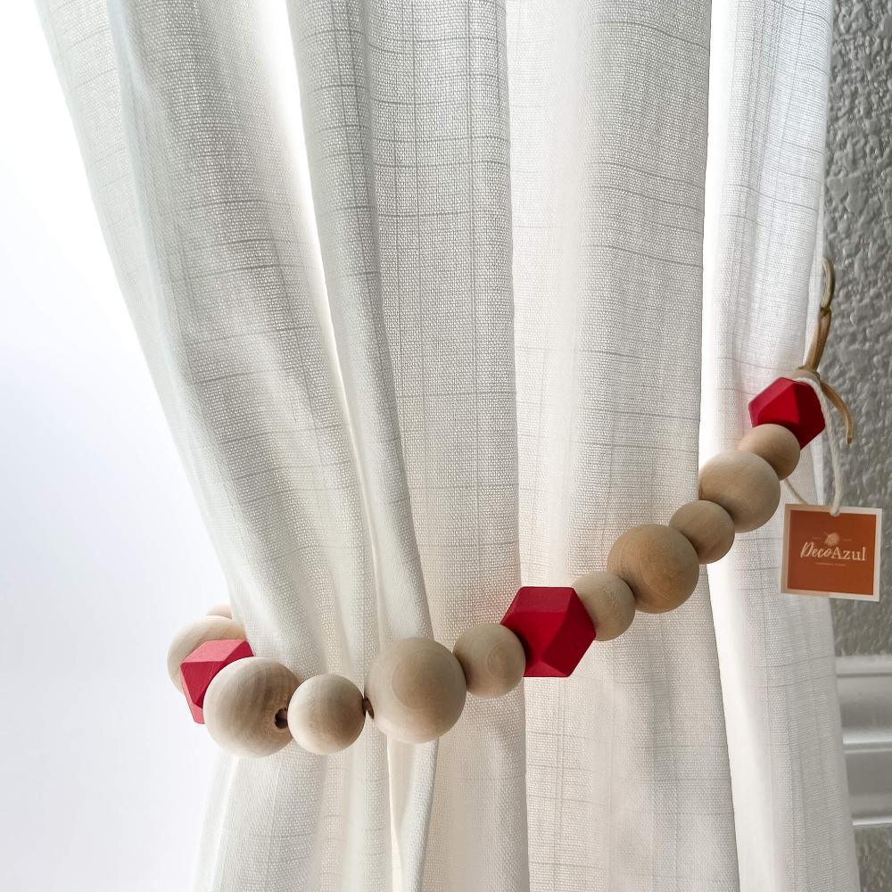Boho curtain tiebacks with accent beads - Deco Azul