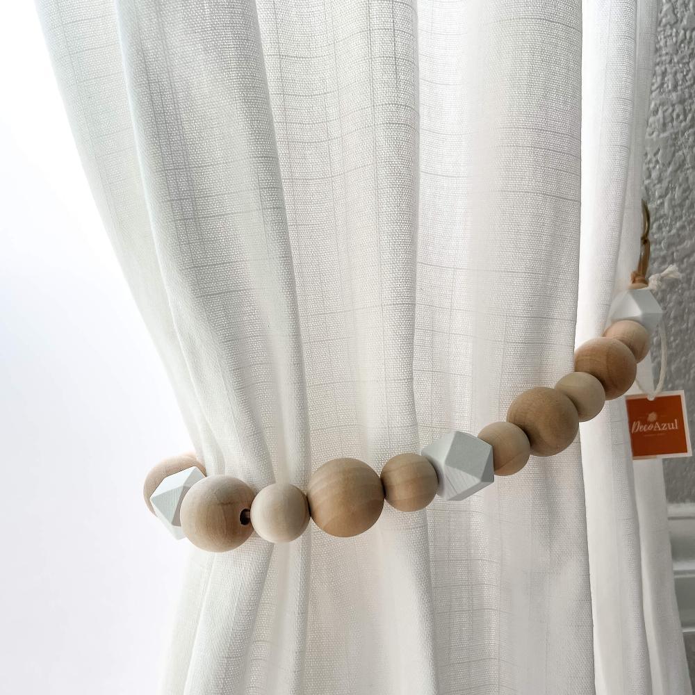 Boho curtain tiebacks with accent beads - Deco Azul
