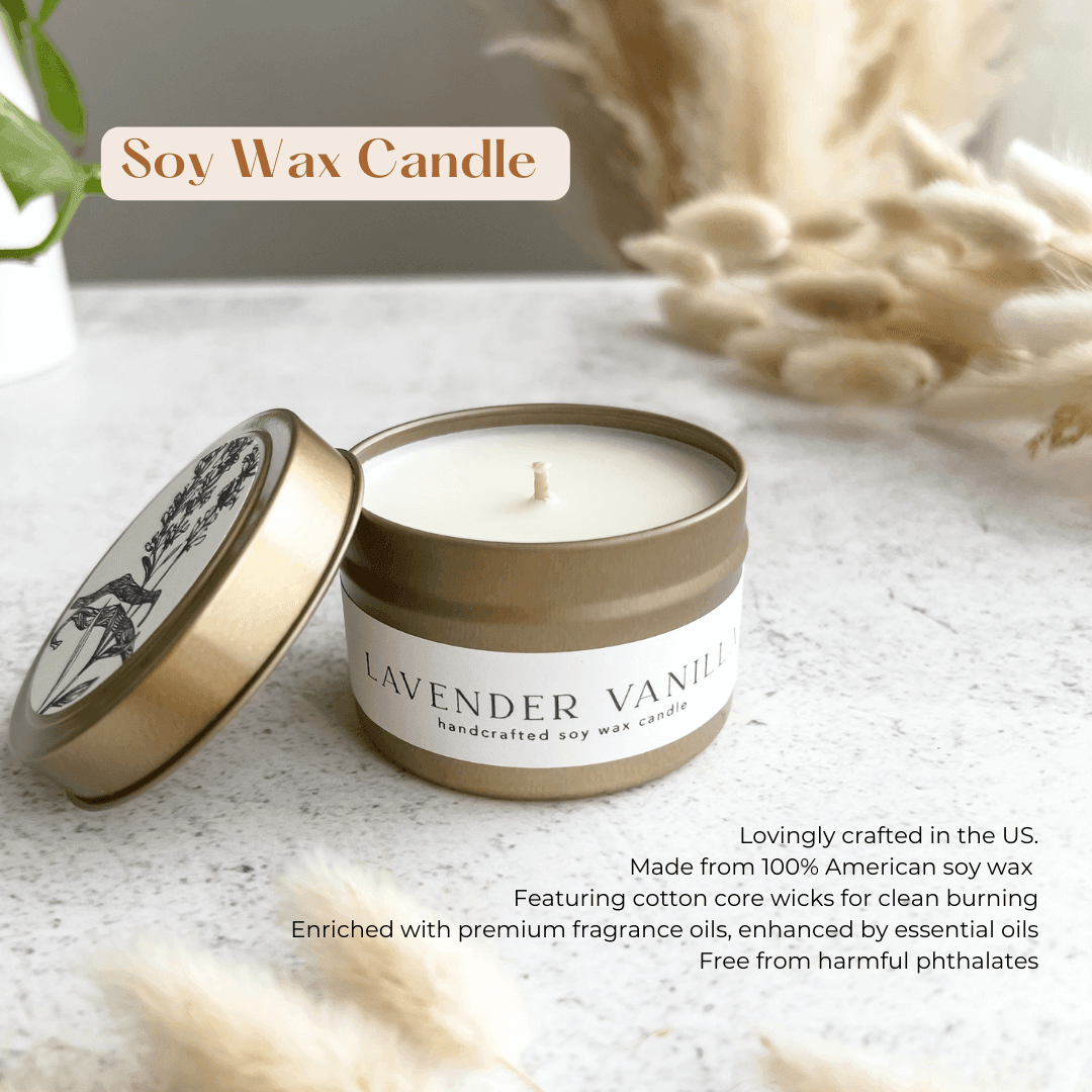 Lavender Vanilla Tin Soy Candle - Deco Azul