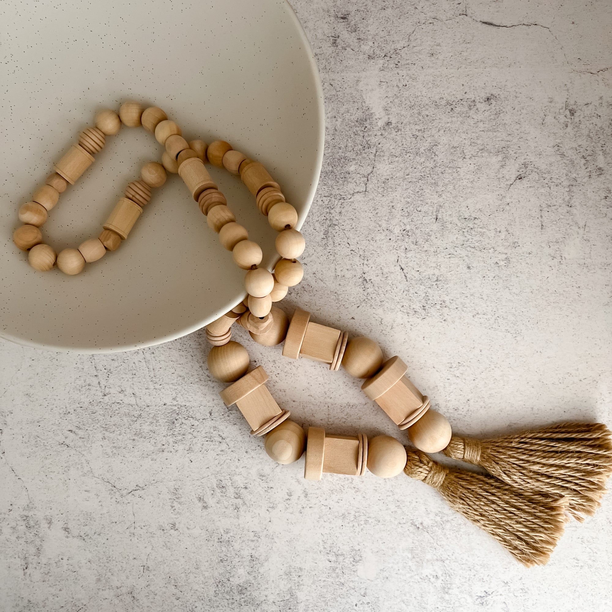 Decorative wooden bead garland