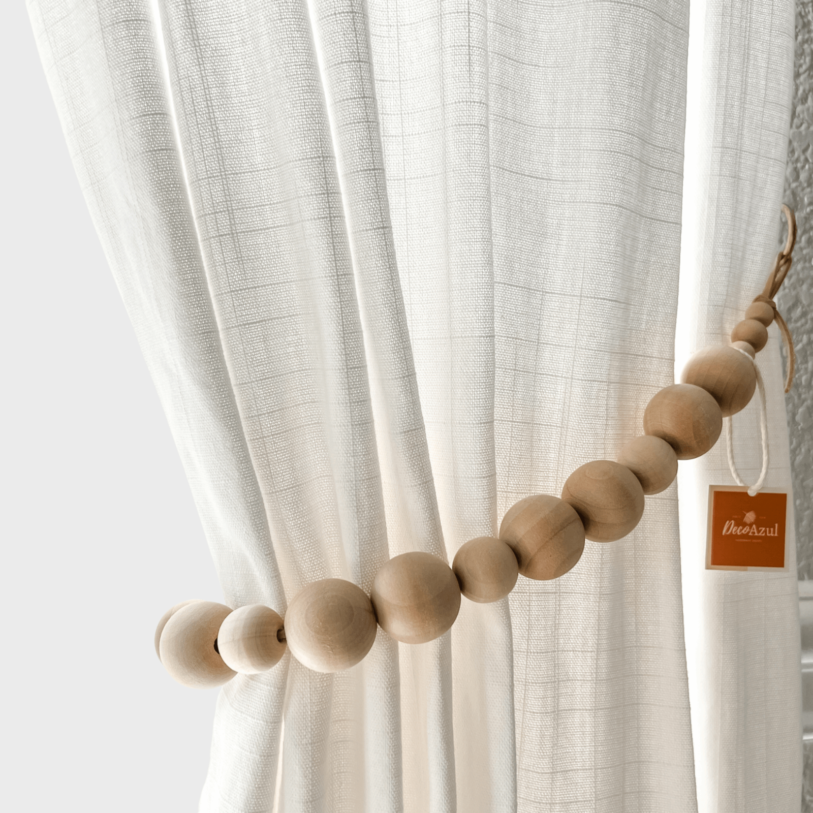 Alzapaños para cortinas, Sujetadores de cortinas, madera natural