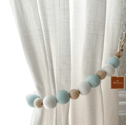 Light blue & white curtain tiebacks - Deco Azul