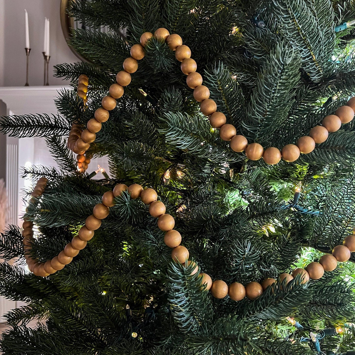 DIY Christmas Tree Wood Bead Garland - Dappled Skies and Diys