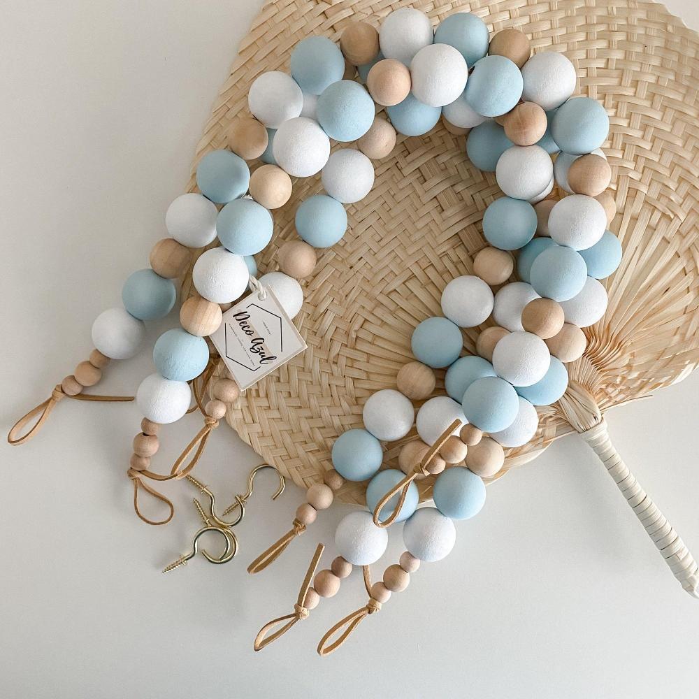 Light blue & white curtain tiebacks - Deco Azul