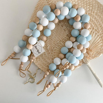 Light blue & white curtain tiebacks - Deco Azul