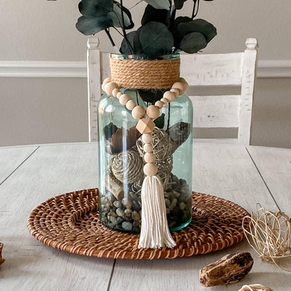 Vase loop garland, wooden prayer beads - Deco Azul