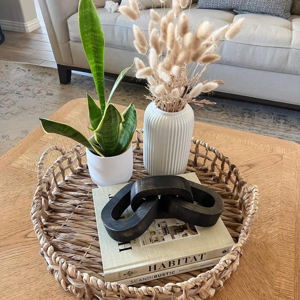 Houten Ketting Decor – 3 Schakels, 15 Cm Diameter, Naturel Hout, Voor Salontafel Of Kamerdecoratie